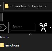 File explorer, showing an emotions folder nested inside a unique model's folder